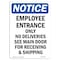 Signmission OSHA Notice Sign, 10" H, 7" W, Rigid Plastic, Employee Entrance Only No Deliveries Sign, Portrait OS-NS-P-710-V-11946 - alternate 1